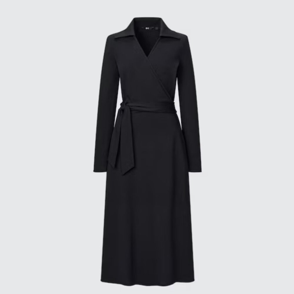 NWT Uniqlo Wrap Long-Sleeve Dress L